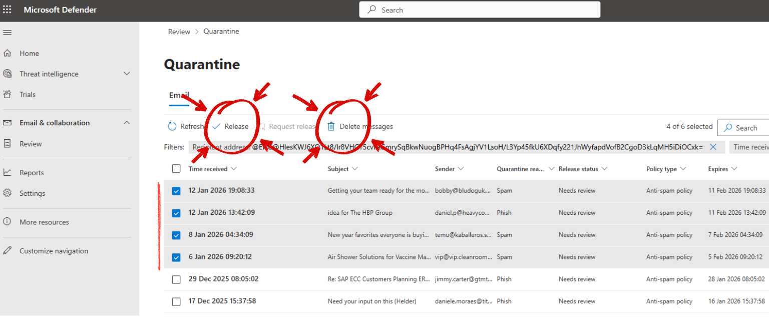Safely Releasing Quarantined Emails in Microsoft Defender